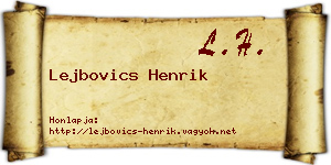 Lejbovics Henrik névjegykártya